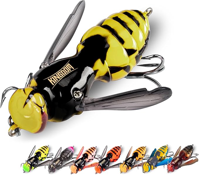 Kingdom Wasp Craw Bait Insect Bionic Floating Fishing Lures Swimbaits Hard Artificial Baits Lure for Freshwater and Saltwater Bass Carp Pike Walleye Fishing ABS Material Carbon Steel Three Book Hook