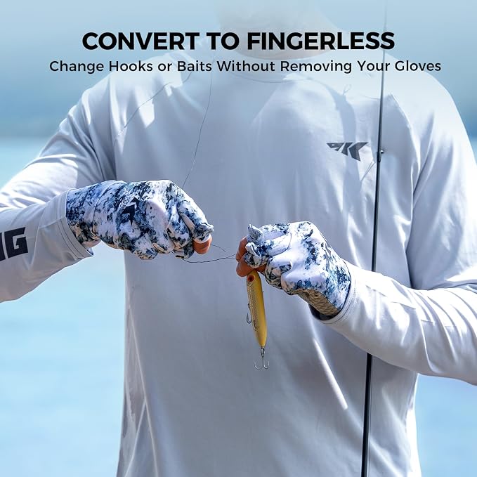 KastKing La Sal Pro Full Finger Fishing Gloves, UPF 50+ Sun Protection Gloves with Convertible Design, Ultralight Microfiber, Ultra-Soft Comfort, FrostWeave Cooling, Enhanced Grip, Four Sizes Options