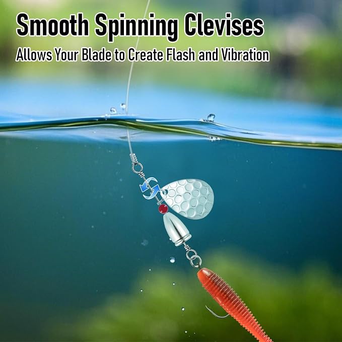 Dr.Fish 100 Pack Fishing Spinner Clevises Easy Spin Brass Clevises Spoon Spinnerbait Lure Making Supplies Spinner Parts Accessoires Freshwater