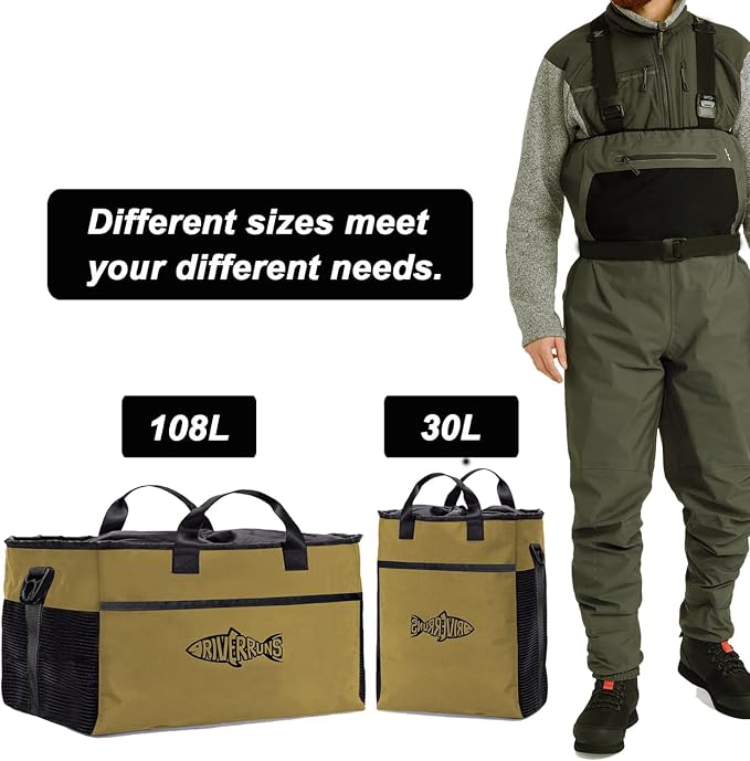 Riverruns Fishing Hunting Wader Bag with Vented Mesh, Waders Boots Bag, Fly Fish Storage Bag for Fishing, Hiking, Camping