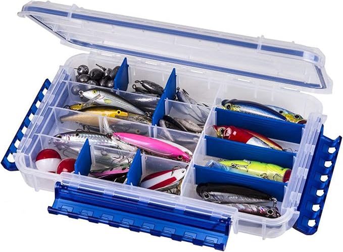 Flambeau Outdoors WP4005 Waterproof Fishing - Includes 11 Dividers, 16 Compartments, Waterproof Clear Fishing Lure Organizer, Ultimate Tuff Tainer with Zerust Dividers - 10.79" L x 7.20" W x 1.89" D