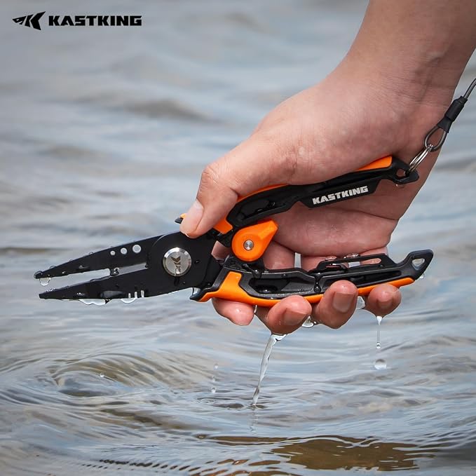 KastKing AeroVice 7.5” Fishing Pliers, 420 Stainless Steel, Uni-Body Construction, Lightweight & Corrosion-Resistant, Multi-Function Jaws, Braid Cutters, Sheath, Lanyard & Carabiner