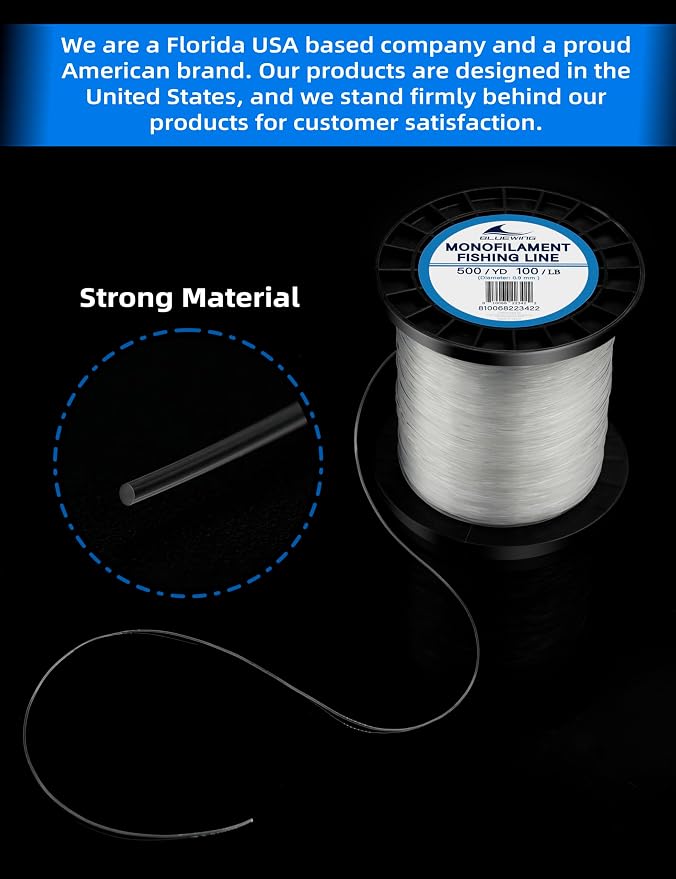 BLUEWING Monofilament Fishing Line Clear Mono Fish Wire Thin Diameter String 6-400 lbs, 50-3000 Yards