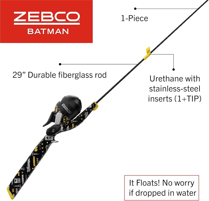 Zebco Youth Floating Spincast Reel and Fishing Rod Combo, Pre-Spooled with 6-Pound Cajun Line