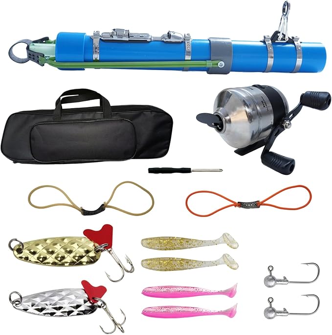 Upgraded Portable Fishing Catapult Rod with Reel, Durable & Lightweight Telescopic Lure & Bait Launcher for Saltwater & Freshwater,