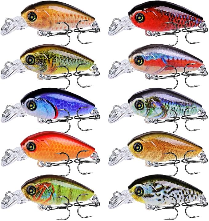 Mini Crankbait Fishing Lures Kits Swimbait Wobbler Hard Baits for Bass Trout Pike Freshwater and Saltwater 10pc-20pc/pack