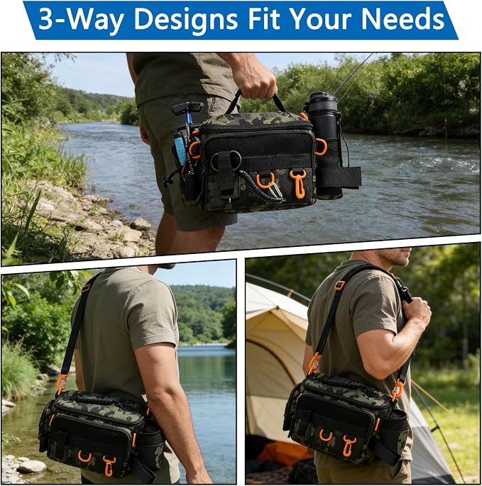 Fishing Tackle Bags with Tackle Box,Waterproof,Padded Shoulder Strap,Gear Storage,Fish Bag with 136 Pcs Fishing Lures Kit,Fish Hook Remover Tool,Fish Lip Gripper,Fishing Plier,Gifts for Men (Green)