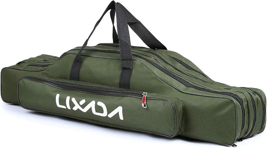 Lixada Fishing Rod Case - 3 Layers Oxford Bag, Portable Folding Carrier for Rods and Reels, Tackle Storage Travel Bag, 90cm/120cm/150cm Optional