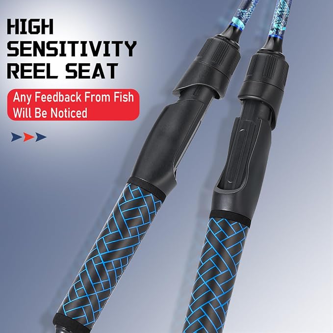 Sougayilang Fishing Rods,IM7 Graphite Spinning Rod & Casting Rod, Stainless Steel Guides, SuperPolymer Handle,“S” Style Hook Keeper