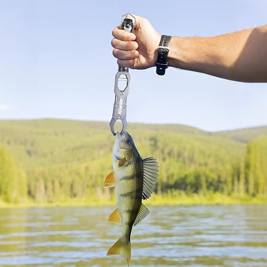Fishing Pliers,Fish Lip Gripper & Scale Combo - Saltwater Resistant Fishing Tools Kit,Multitool Hook Remover and Split Ring Pliers with Sheath,Fishing Gear,Fishing Gifts for Men
