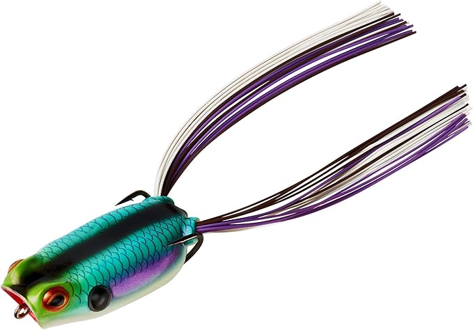 BOOYAH Poppin' Pad Crasher Topwater Bass Fishing Hollow Body Frog Lure with Weedless Hooks