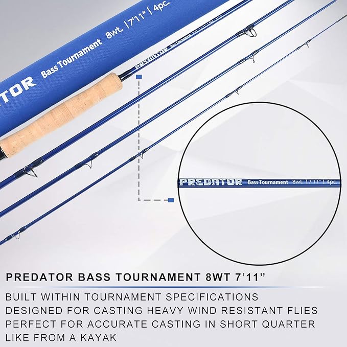 M MAXIMUMCATCH Maxcatch Predator Big Game and Saltwater Fly Fishing Rod: 7'11''/9'/9'2''/10', 4-Piece, 8/9/10/11/12 Weight