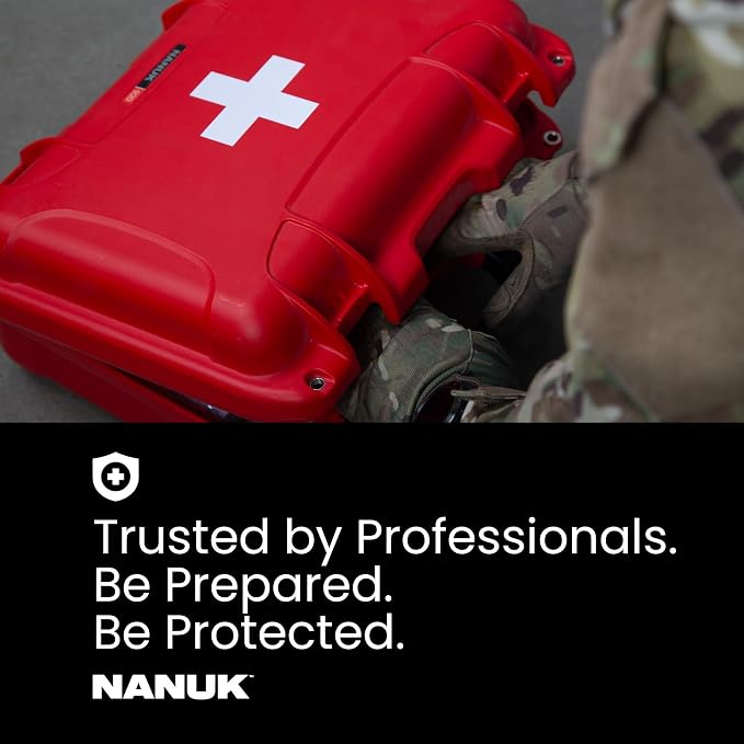 NANUK 910 Waterproof First Aid Box Empty – Durable, Medical First Aid Organizer Case, IP67-Rated, Dustproof, Impact-Resistant, and Floats (13.2" x 9.2" x 4.1") – Red