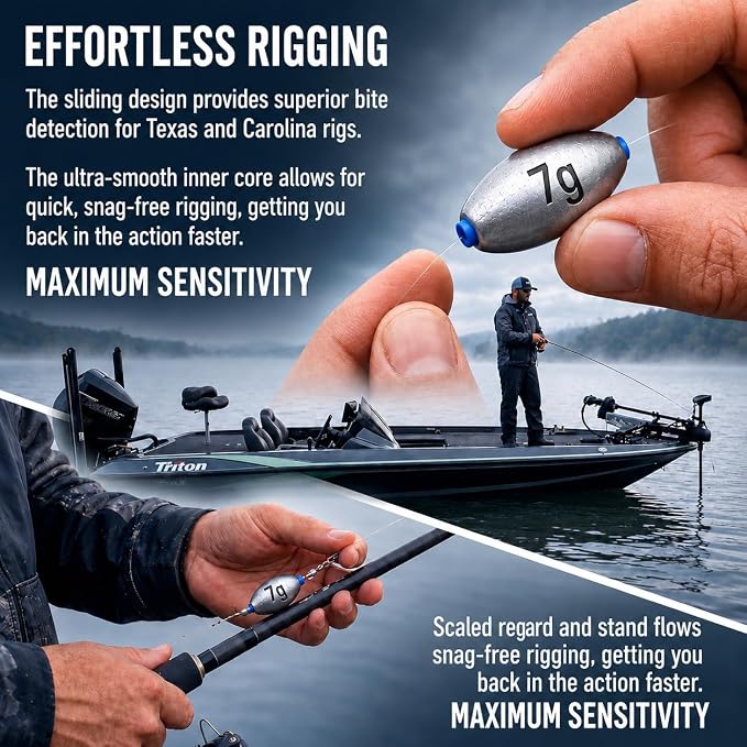 Egg Sinkers Fishing Weights, Oval Slip Sinkers Bullet Lead Fishing Weights for Freshwater Saltwater Tackle Set 1/8oz to 1oz