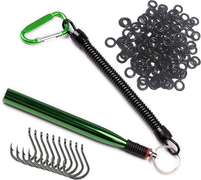 Reaction Tackle Wacky Rig Tool and O-Rings for Soft Plastic Worms, Bass Fishing Wacky Rig and Neko Rig Stick Bait Setup for Largemouth and Smallmouth
