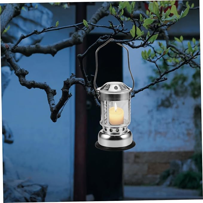 Portable Emergency Candle Lantern with Aluminium Alloy Base for Night Fishing and Outdoor Camping Bright Rustic Design Easy Suspension for Outdoor Use