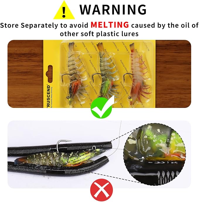 TRUSCEND Duramax Pre-Rigged Fishing Lures with BKK Jig Hooks, 10X Tear-Resistant TPE Soft Swimbaits for Bass Striper Trout Crappie Walleye Grouper, Lifelike Fishing Baits for Saltwater and Freshwater