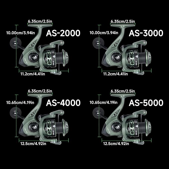 HAUT TON AS Fishing Reels Saltwater Freshwater Spinning Reel, 2000/3000/4000/5000 3+1 Stainless Steel Bearing Casting Inshore Fishing, 22Lbs Max Drag, 5.2:1 Gear Ratio, Surf Fishing Reel