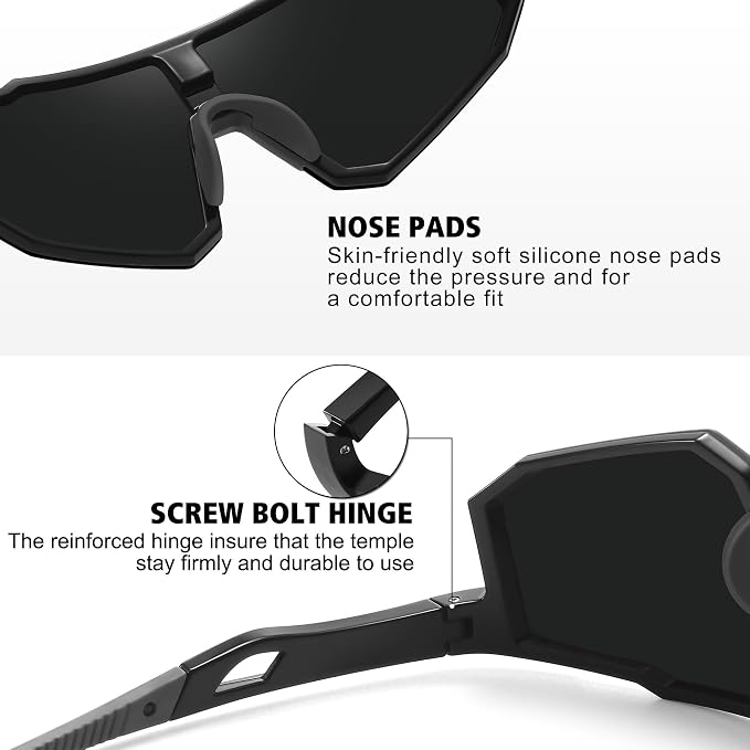 STORYCOAST Polarized Sports Sunglasses for Men Women,Driving Fishing Cycling Mountain Bike Sunglasses UV400 Protection
