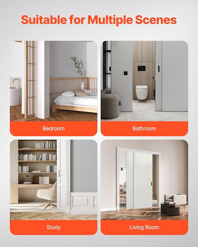 VEVOR Bypass Door Hardware, 6ft Heavy Duty Bypass Sliding Door Hardware Kit, Aluminum Alloy Sliding Closet Door Hardware Set for 2 Door System, Fit Door Thickness 1 3/8" - 1 3/4", Easy to Install