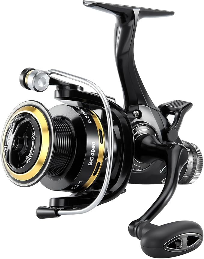 HAUT TON Battle Carp Fishing Reel, 4+1 BB Carbon Fiber Drag Spinning Reels for Saltwater Freshwater Fishing, 26.5 Lbs Powerful Max Drag Baitfeeder Fishing Reels