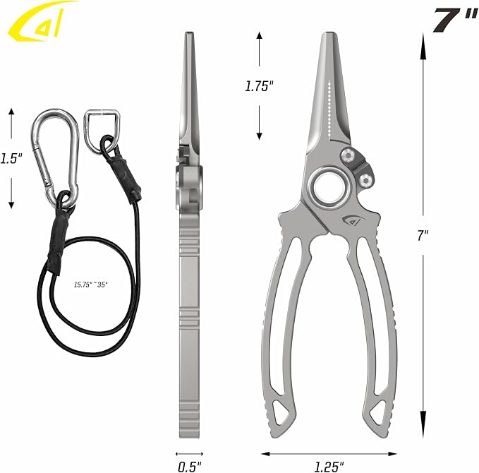 danco Titanium Side Cutter Fishing Pliers with Sheath, Fishing Line, Saltwater Safe, Fresh/Saltwater Fishing