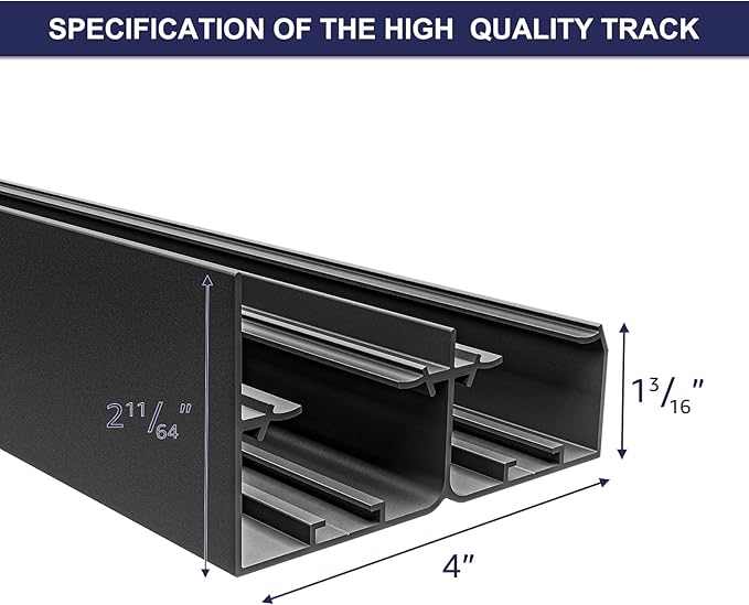 4FT Bypass Door Hardware, Closet Door Track Kit, Top-Mounted Style, Made of Heavy Duty Aluminum, Smoothly and Quietly, for 2 Doors System - Fit Min Door Panel Width of 24.5in, Black