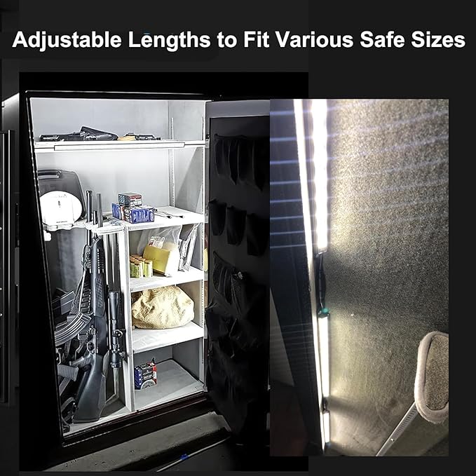 Door Activated Safe Light Kit, Multiple Packs 12 Inch 5000K Black Led Safe Lighting Kit with Power Adapter, Self-Adhesive - Ideal for Safes, Closets, and Pantries