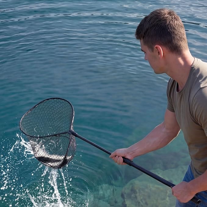 VEVOR Fishing Net, Landing Nets with Telescopic Handle Lightweight and Stronger Fish Gear, Durable and Fish-Friendly, for Kayak, Boat, Bank, Pond
