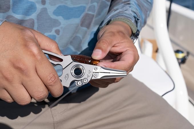 danco Titanium Dual Cutter 7" Fishing Plier, Fishing Line and Wire Cutter, Saltwater Safe, Fresh/Saltwater Fishing, Sheath and Lanyard Included