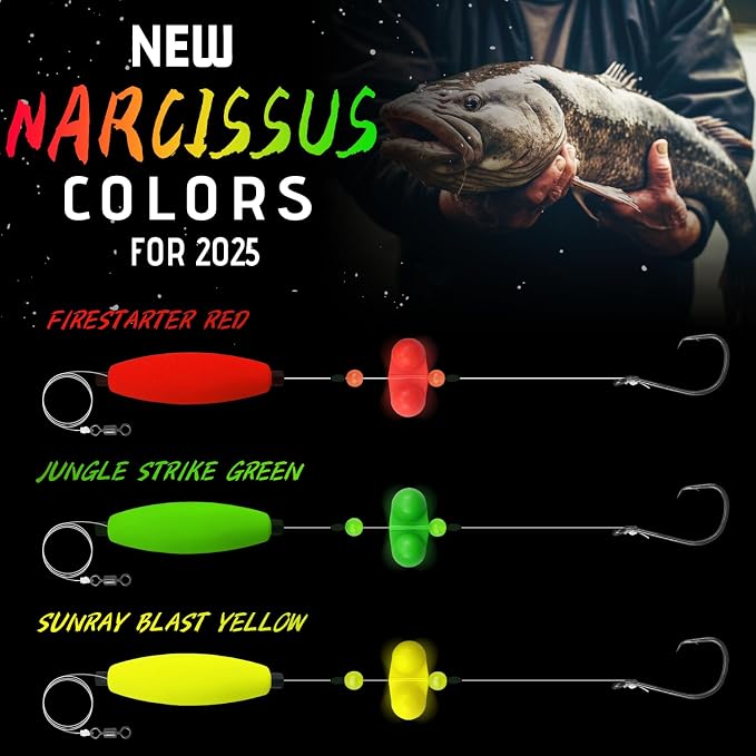 Narcissus Catfish Rigs Set – 6 Pre-Tied Rigs with 2 Sinker Sliders, Float Rigs Tackle, Santee Rig, Circle Hooks 6/0 – Complete & Ready-to-Use Kit