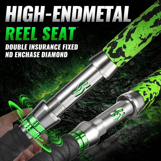 Sougayilang Catfish Rod 7' MH Catfishing Pole, Carbon Fishing Rod with Solid Tip, Stainless Steel Guides & Spiral EVA Handle for Freshwater Saltwater for Catfish-Spinning/Casting