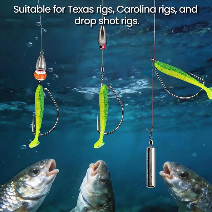 FishTrip 50/100/120pcs EWG Hooks for Bass Fishing Hooks, Extra Wide Gap Offset Worm Hook Texas Rig Fish Hooks for Bass Trout Freshwater Saltwater #4 #2 #1 1/0 2/0 3/0 4/0 5/0