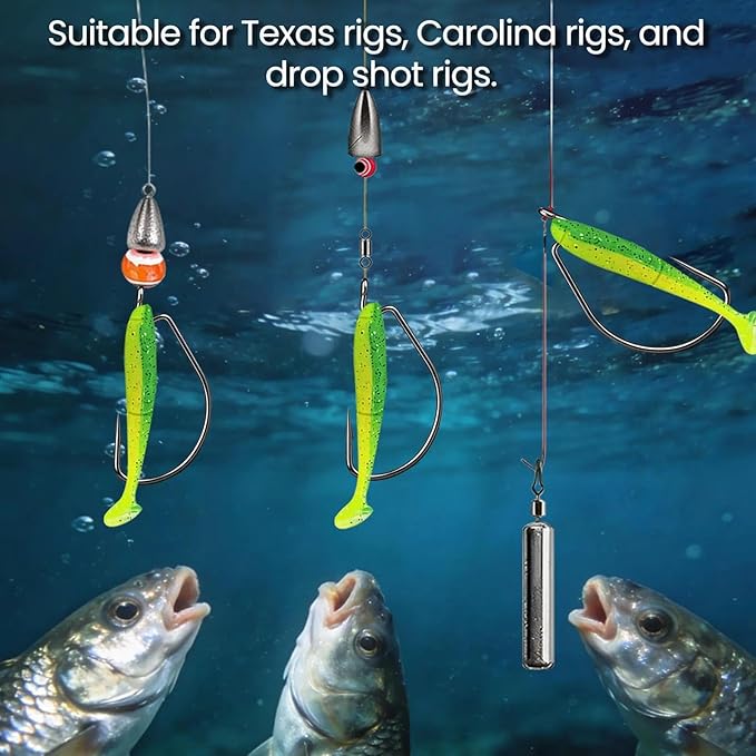 FishTrip 50/100/120pcs EWG Hooks for Bass Fishing Hooks, Extra Wide Gap Offset Worm Hook Texas Rig Fish Hooks for Bass Trout Freshwater Saltwater #4 #2 #1 1/0 2/0 3/0 4/0 5/0