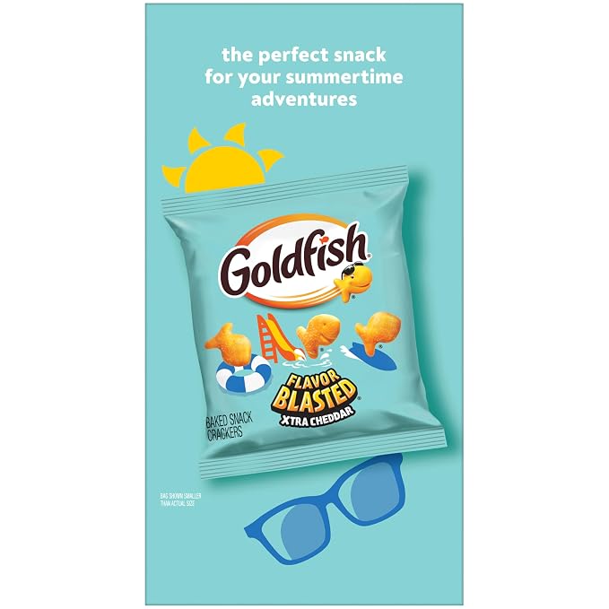 Goldfish Flavor Blasted Xtra Cheddar Cheese Crackers, 24 Summer Snack Packs