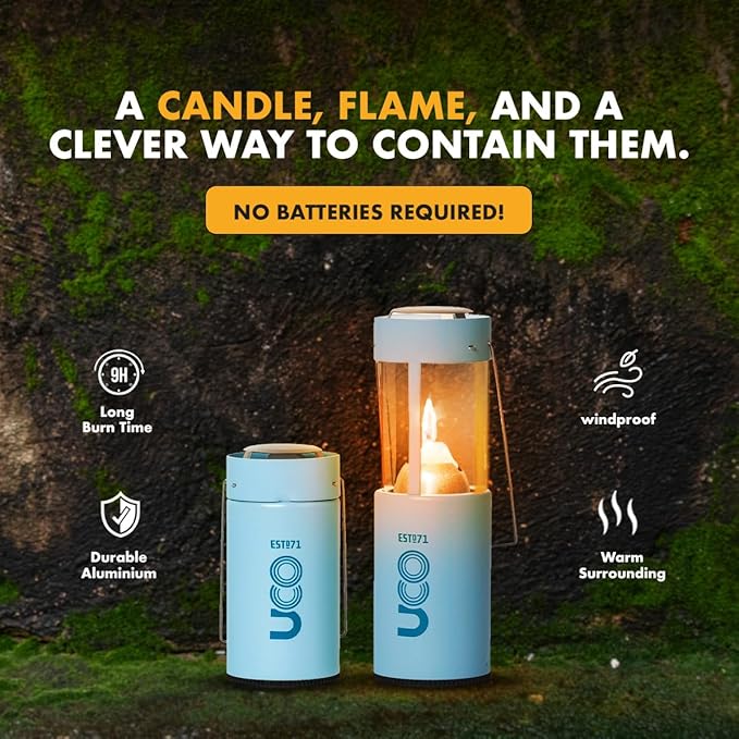 UCO Original Candle Lantern with 1 Long-Burning Emergency Candle, Original Collapsible Candle Lantern for Camping & Emergency Preparedness