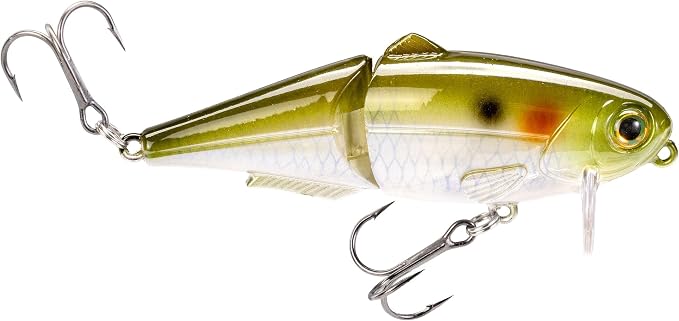 Strike King (HCWS2-864) Wake Shad Fishing Lure, Single Jointed Swimming Topwater Wakebait, 1-Ounce, Size 2 Treble Hooks, Ghost Herring