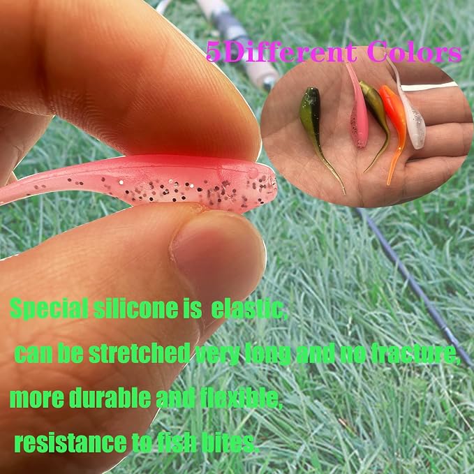 75pcs Crappie Lures Kit - Soft Plastic Coloured Crappie & Panfish Shad Baits