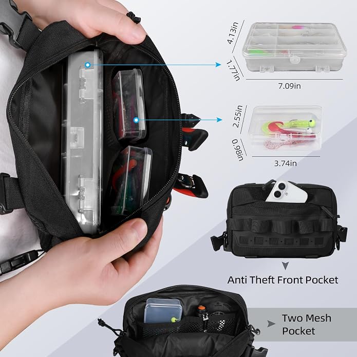 Outdoor Chest Bag for Men, Water-Resistant Fishing Chest Pack, Tactical Vest for Running, Cycling, Hiking