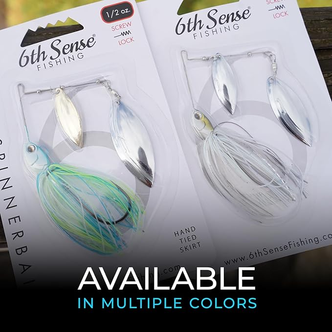 6th Sense – Divine Spinnerbait – Bass Fishing – Stainless Steel Spring Wire – Screw Lock Keeper – Hand-Tied Skirt