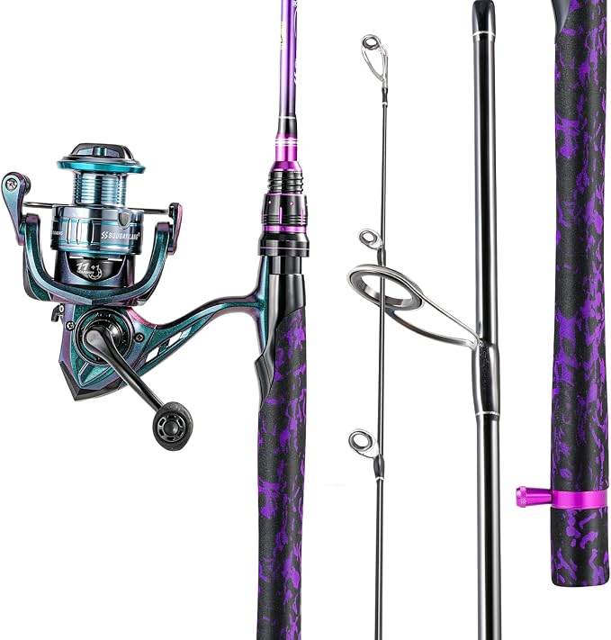 Sougayilang Fishing Rod Reel Combo, 2 Pieces Light Weight Spinning Rod with Bright Powerful Smooth Fishing Reel,Good Starter Combo for Bass Freshwater