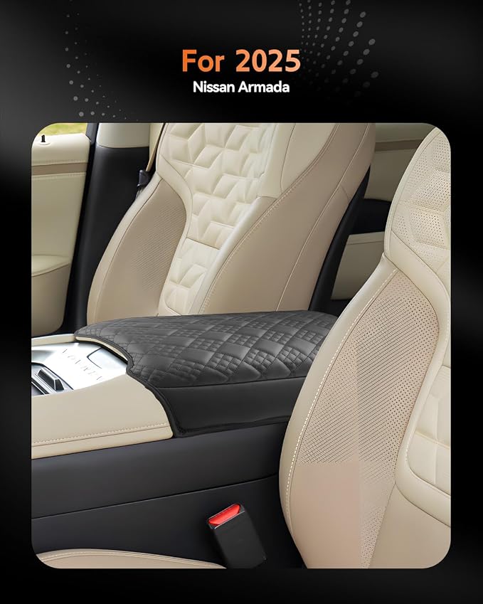 CDEFG for 2025 2026 Nissan Armada Center Console Cover Armrest Box Cover for Armada (SV, SL, Platinum, Pro-4X, Platinum Reserve) 2025+ Accessories Console Arm Rest Protector