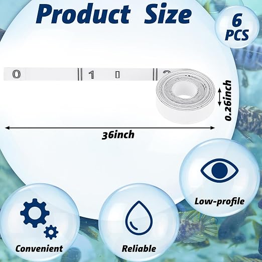 Gemscream 6 Pcs Rod Ruler 36'' Fish Measuring Decals Measuring Tape Stickers Transparent Tape Measure Kayak Fishing Accessories for Rod Boat Kayak(Black)