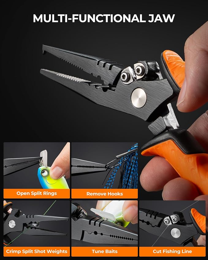 KastKing SteelStream Fishing Tool Set, Fishing Gear - Corrosion Resistant Fishing Pliers, Fillet Knife, Fishing Scissors, Fish Lip Gripper, Multi-Functional Jaw, Fishing Gifts for Men
