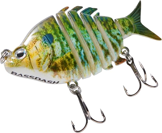 Bassdash SwimPanfish 0.34oz Hard Swimbaits Multi Jointed Topwater Trout Bass Fishing Crank Lure for Freshwater and Saltwater