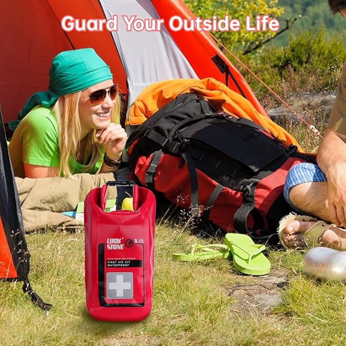 Emergency Kit Boating Waterproof with Top Roll Kit, Buckles Camping Beach Swimming Rafting Red Fishing Boating Kayaking