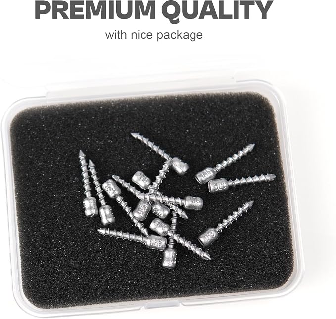 60/80-PCs Hard Alloy Screw Nail Weights, Stamped Insert Bass Fishing Sinkers, Assortment 6 Sizes for Neko Rig/Hover Rig&Wacky Worm Rig