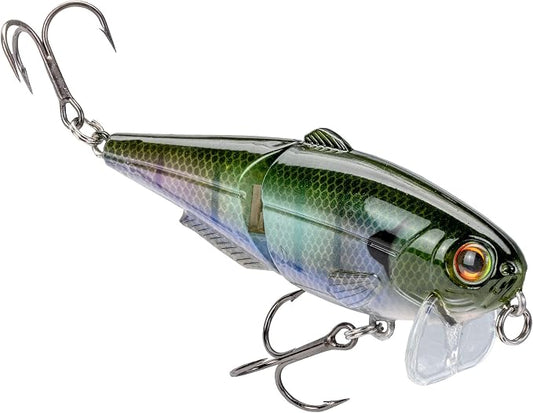 Strike King (HCWS2-822) Wake Shad Fishing Lure, Single Jointed Swimming Topwater Wakebait, 1-Ounce, Size 2 Treble Hooks, The Real Gill