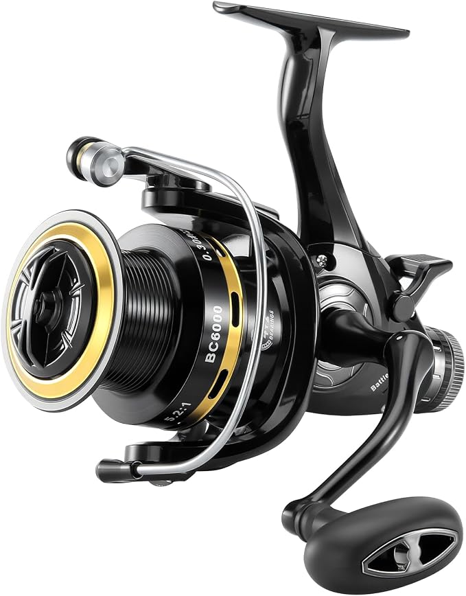 HAUT TON Battle Carp Fishing Reel, 4+1 BB Carbon Fiber Drag Spinning Reels for Saltwater Freshwater Fishing, 26.5 Lbs Powerful Max Drag Baitfeeder Fishing Reels