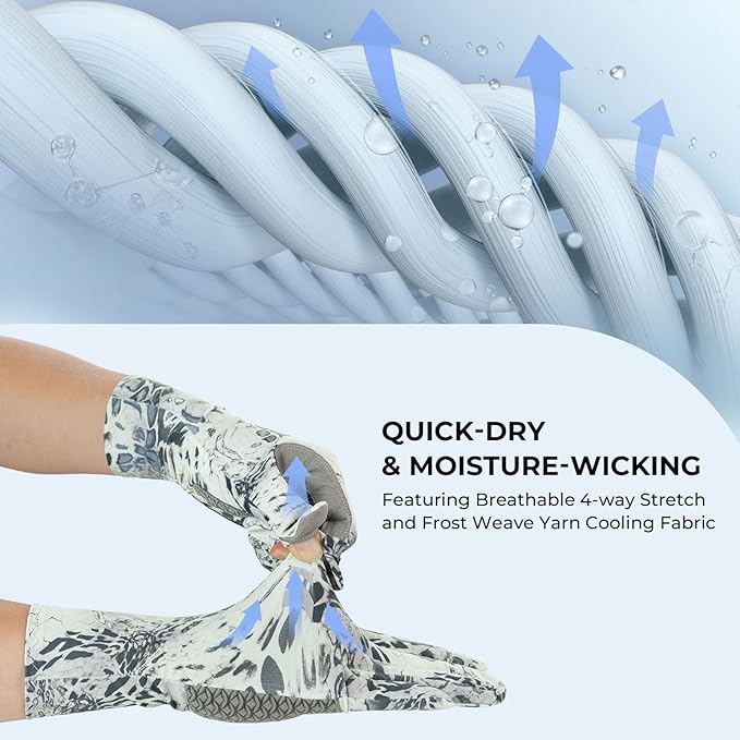 KastKing Sol Armis Pro UPF50+ Fishing Gloves-Quick-Dry, Full Finger & 3/4 Fingerless Sun Protection Gloves Men Women for Outdoor